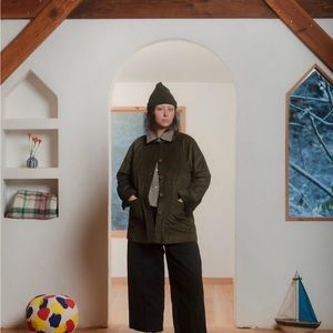 NWOT Beaton Linen Corduroy Chore Coat in Olive